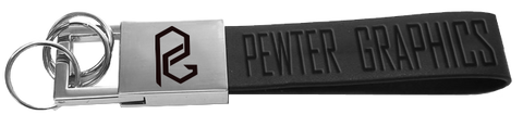 Leather Tab Keychain - Pewter Graphics Custom Promotional Products
