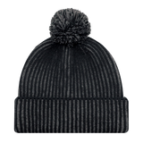 Stripe Rib Knit Pom Pom Toque