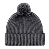Stripe Rib Knit Pom Pom Toque