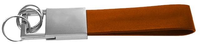 Leather tab key chain – Pewter Graphics