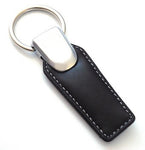 Tri Leather Keychain - Pewter Graphics Custom Promotional Products