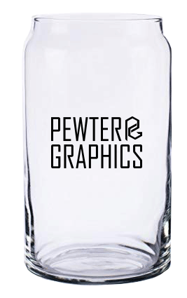 Can Shaped Drinking Glass - Screenprint - Glass Etching – Pewter