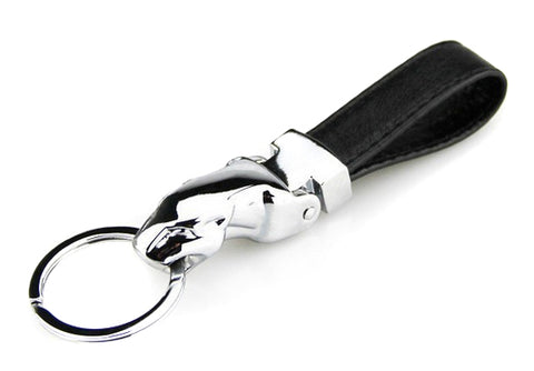 Jaguar Chrome Head with Leather Fob - Pewter Graphics Custom Promotional Products