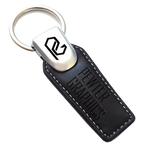 Tri Leather Keychain - Pewter Graphics Custom Promotional Products